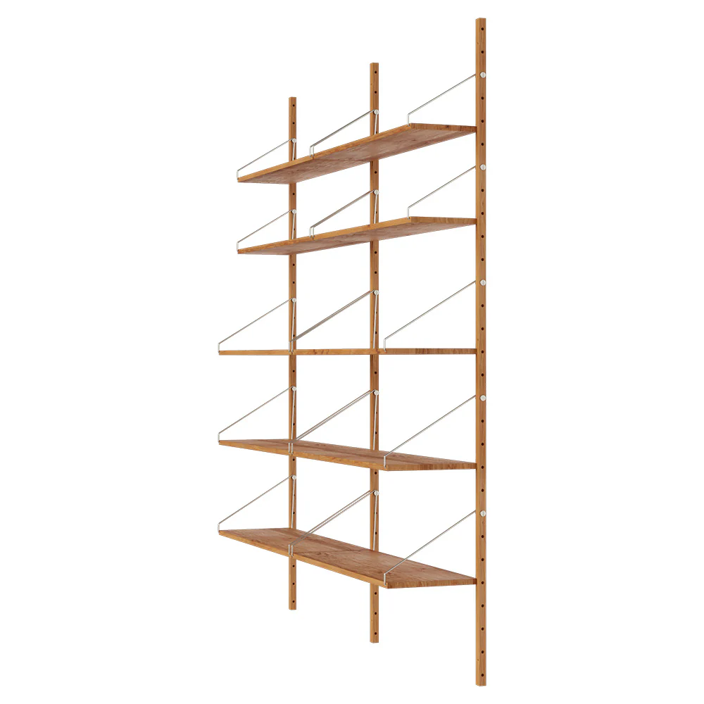 Shelf Library Double Section - 64.76"W x 72.91"H, Natural Oak - Image 3