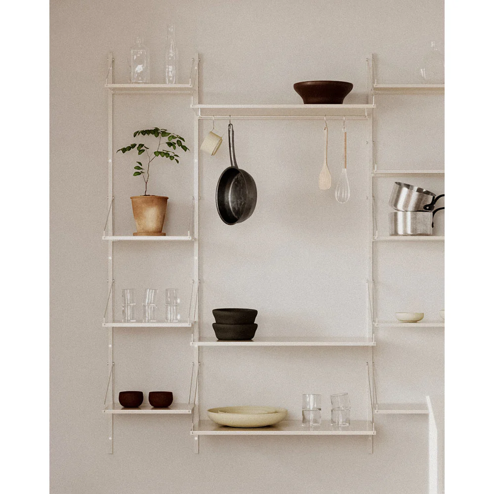 Shelf Library Hanger Section - 32.48"W x 72.91"H, Warm White Steel - Image 3