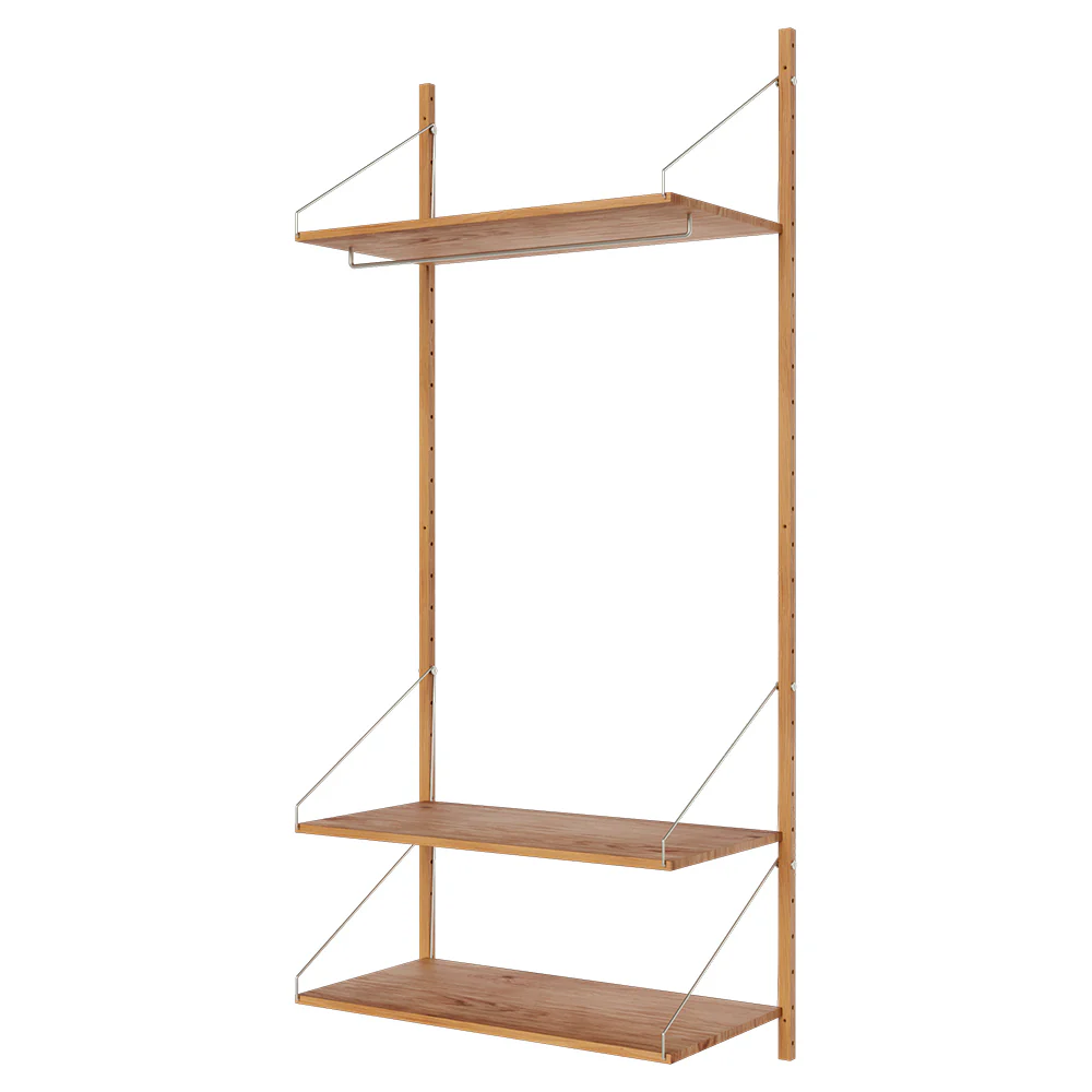 Shelf Library Hanger Section - 32.87"W x 72.91"H, Natural Oak - Image 2