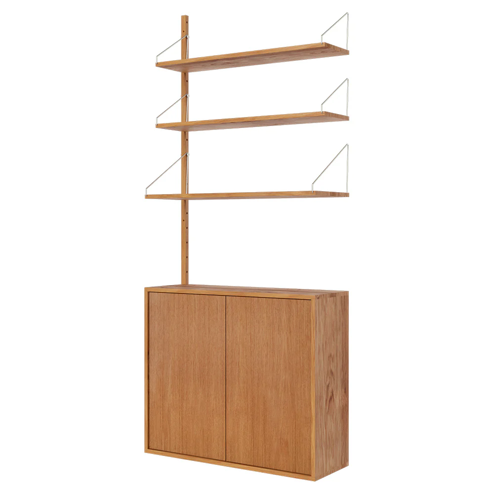Shelf Library Medium Cabinet Add-on Section - 32.18"W x 72.91"H, Natural Oak - Image 2