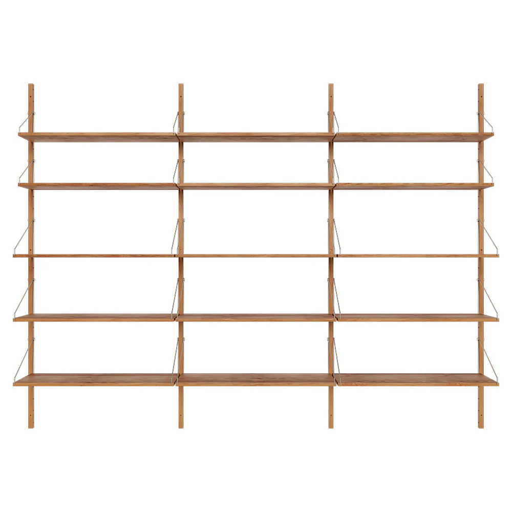 Shelf Library Triple Section - 96.65"W x 72.91"H, Natural Oak