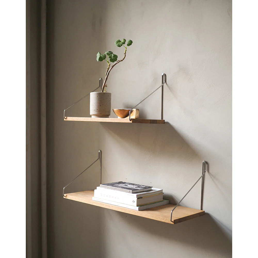 Single Shelf - Natural Oak, Stainless Steel - Image 3