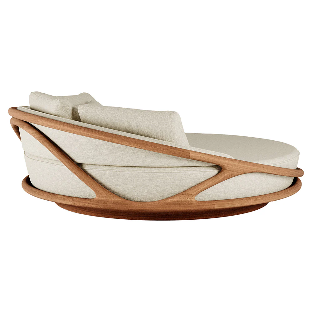 Solis Outdoor Daybed - Beige Boucle, Teak Frame - Image 3