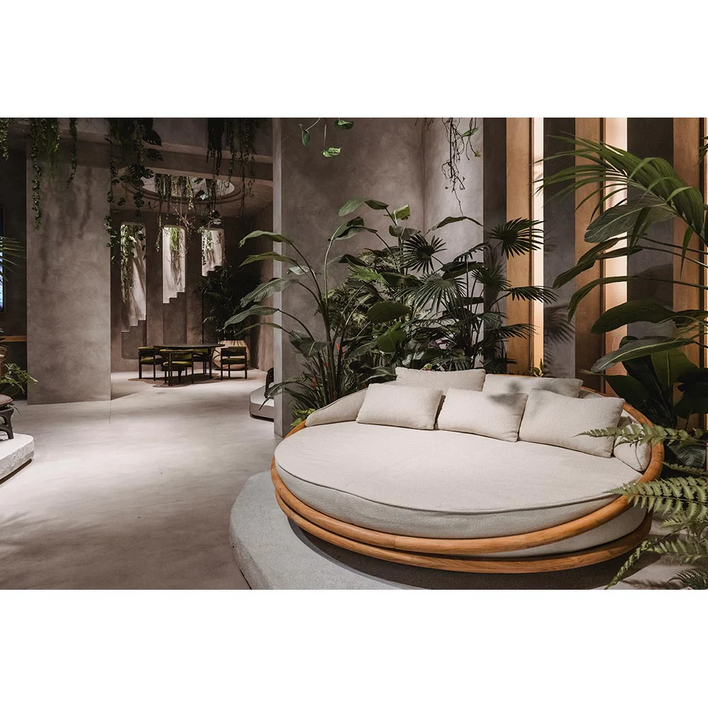 Solis Outdoor Daybed - Beige Boucle, Teak Frame - Image 5