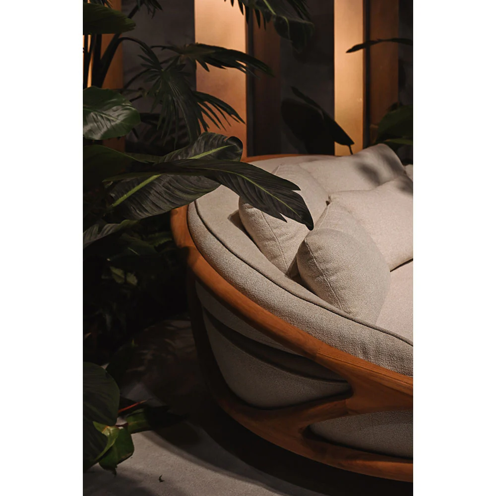 Solis Outdoor Daybed - Beige Boucle, Teak Frame - Image 6