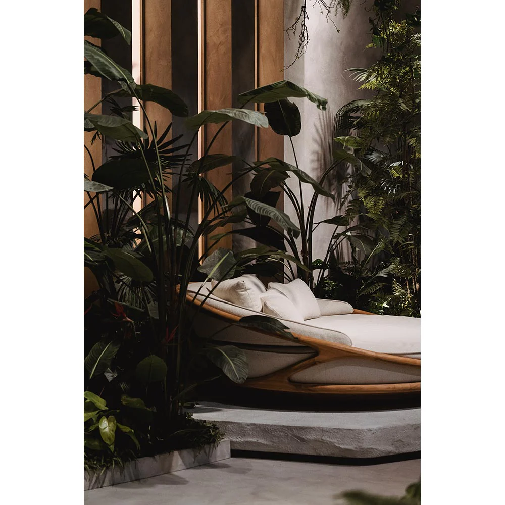 Solis Outdoor Daybed - Beige Boucle, Teak Frame - Image 7