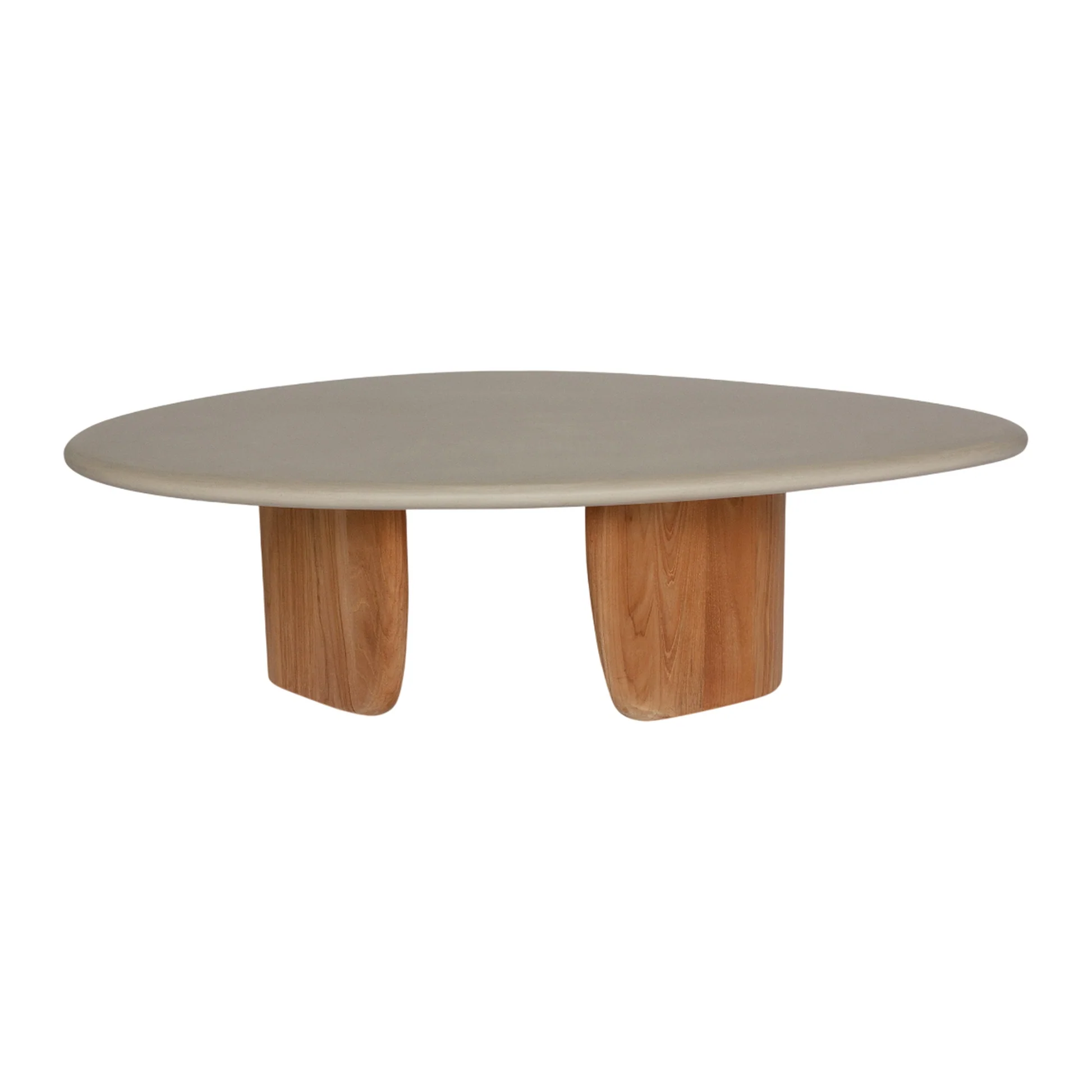 Sorrento Organic Coffee Table - Gray Micro Topping, Teak Base