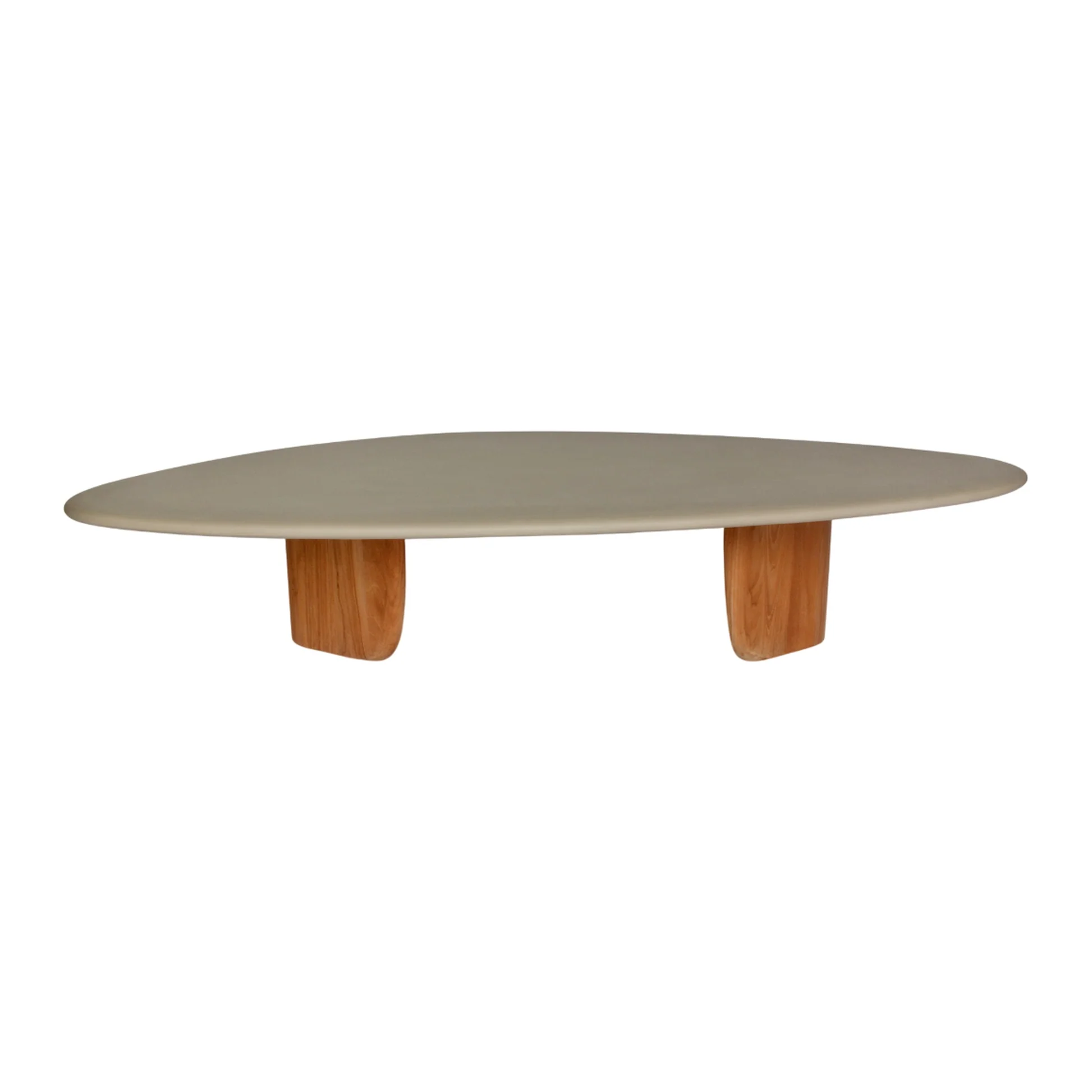 Sorrento Organic Coffee Table - Gray Micro Topping, Teak Base - Image 2