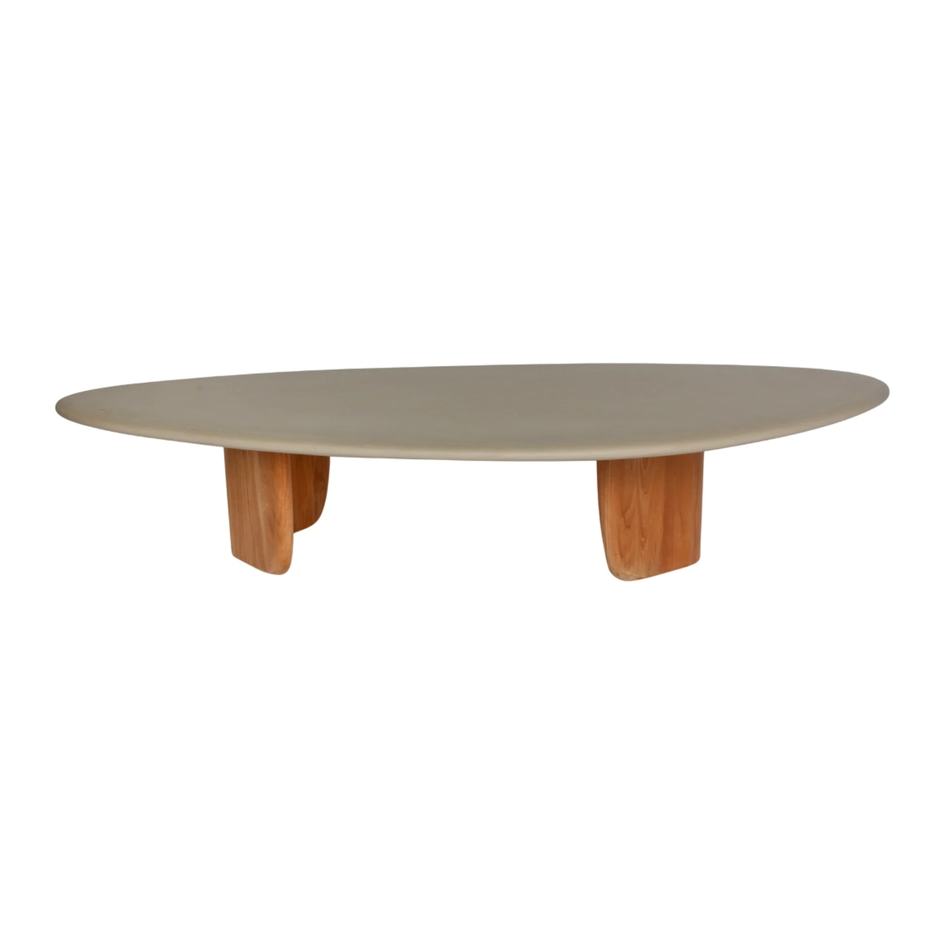 Sorrento Organic Coffee Table - Gray Micro Topping, Teak Base - Image 3