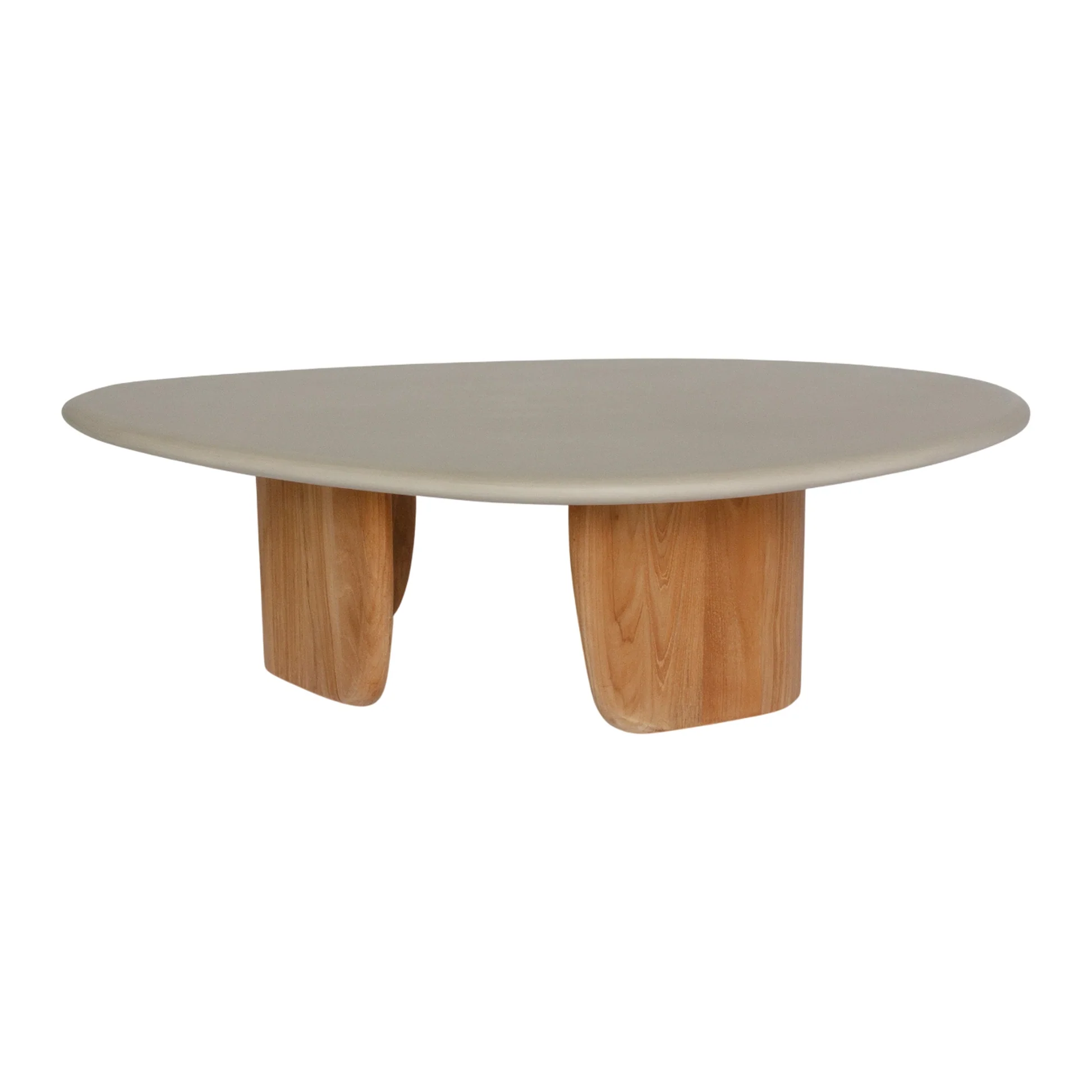 Sorrento Organic Coffee Table - Gray Micro Topping, Teak Base - Image 4