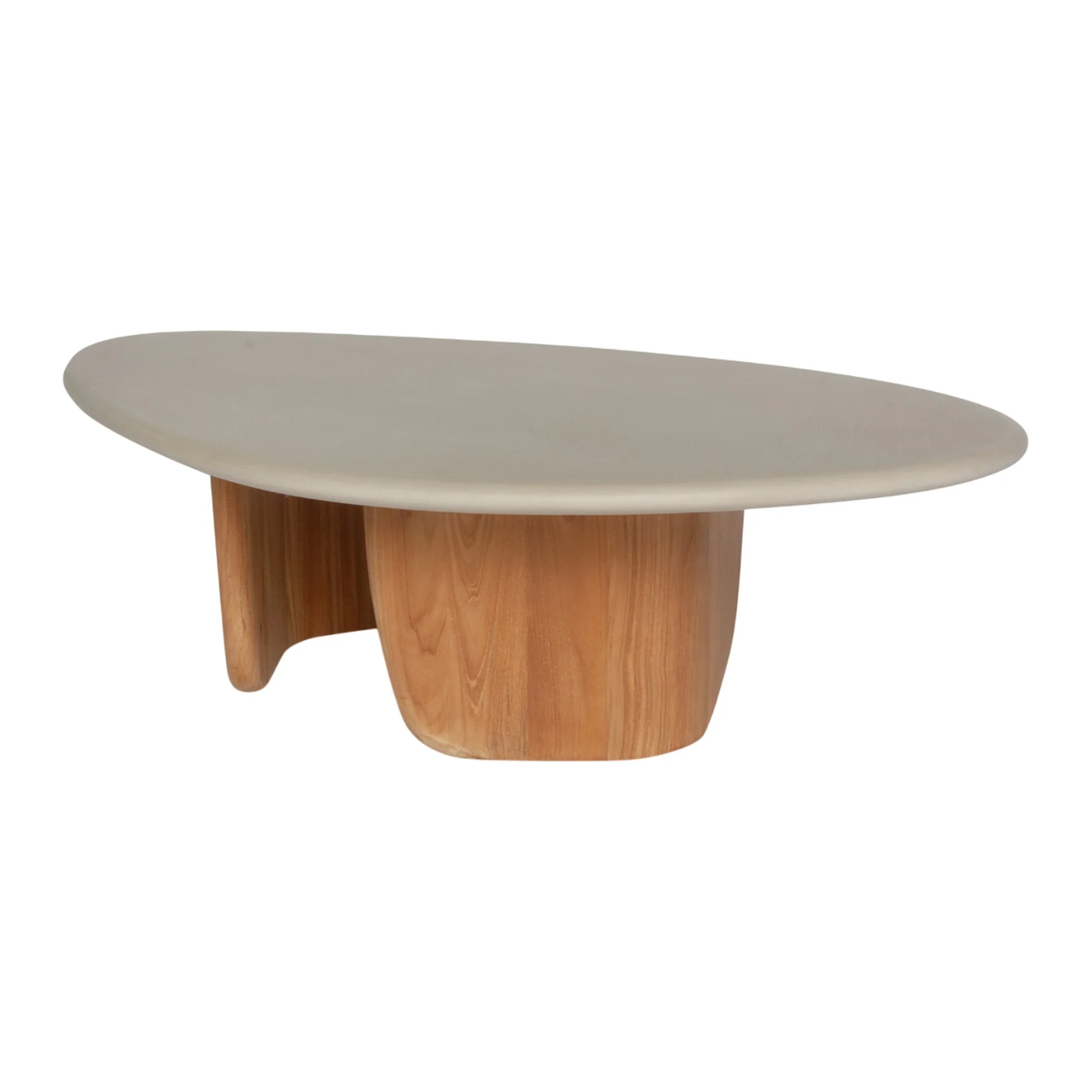 Sorrento Organic Coffee Table - Gray Micro Topping, Teak Base - Image 5