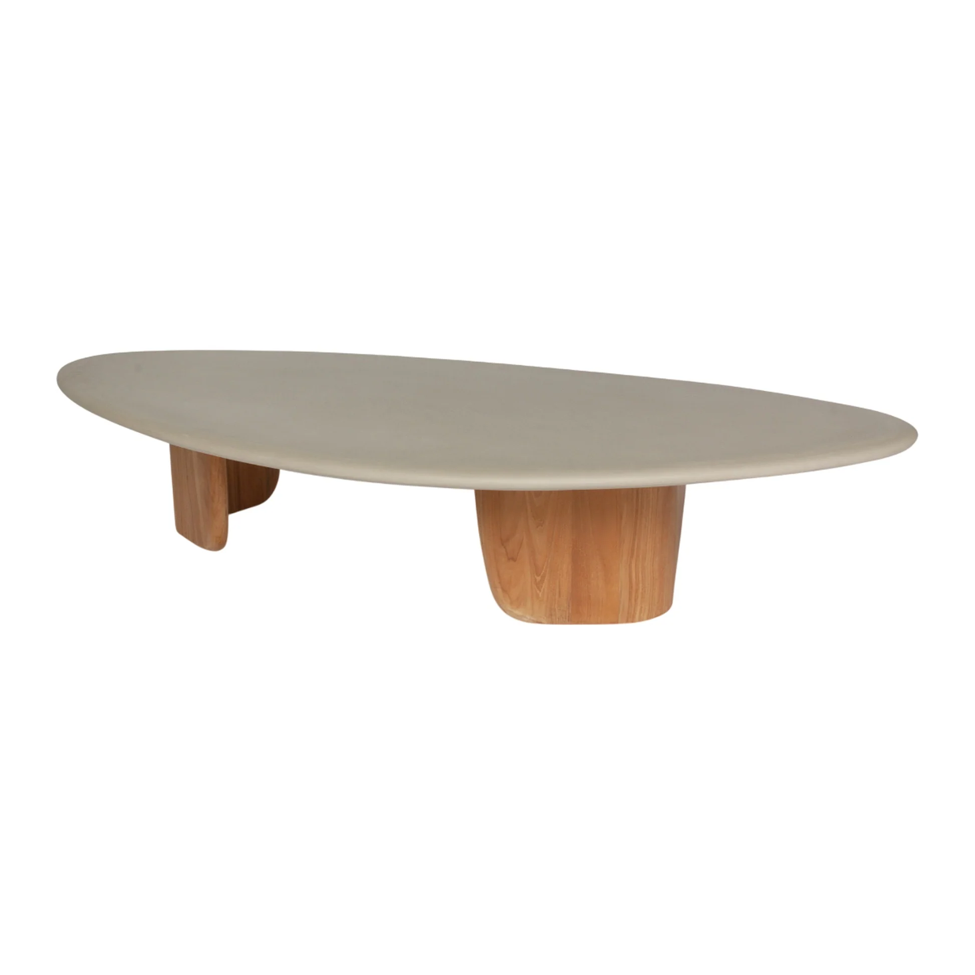 Sorrento Organic Coffee Table - Gray Micro Topping, Teak Base - Image 6