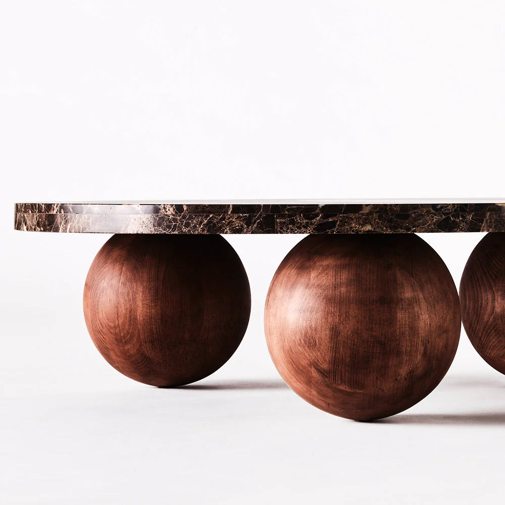 Sphere Round Sofa Table - Dark Emperador - Image 2