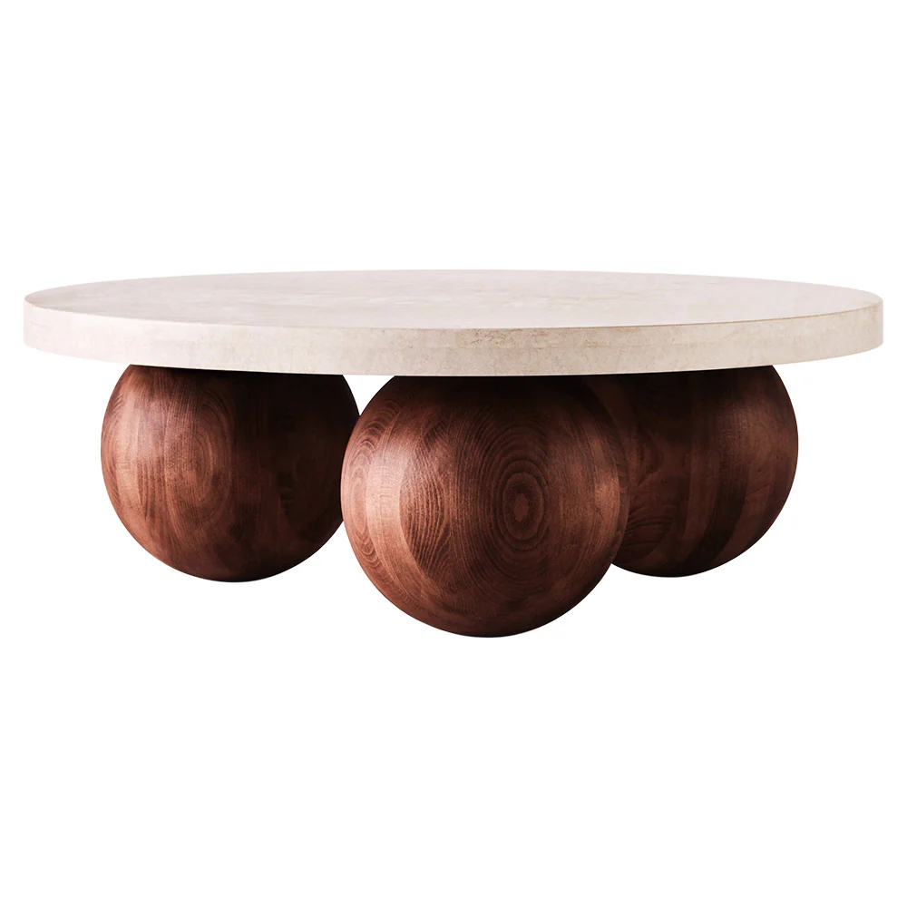 Sphere Round Sofa Table - Travertino Bianco - Image 2