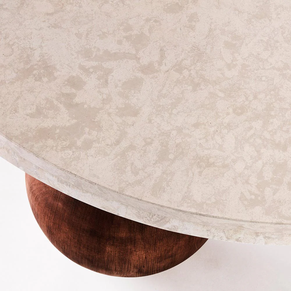 Sphere Round Sofa Table - Travertino Bianco - Image 4