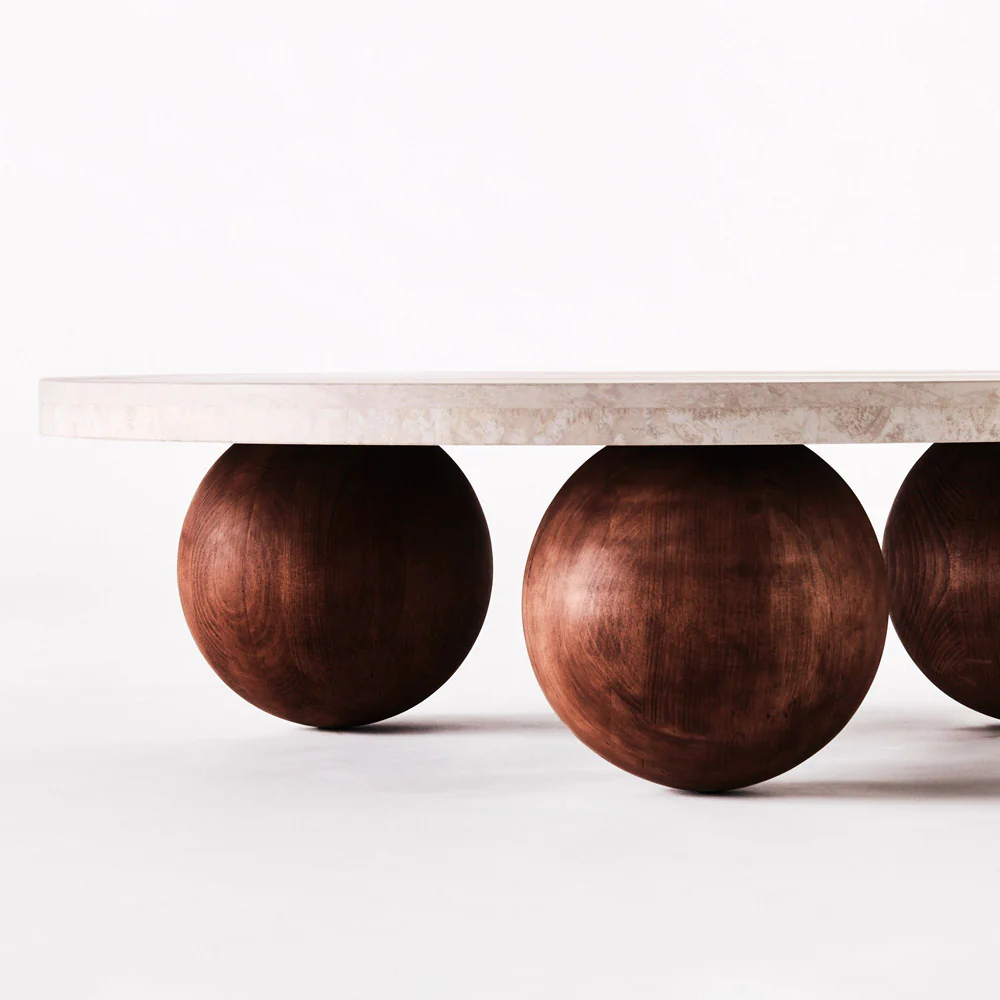 Sphere Round Sofa Table - Travertino Bianco - Image 5