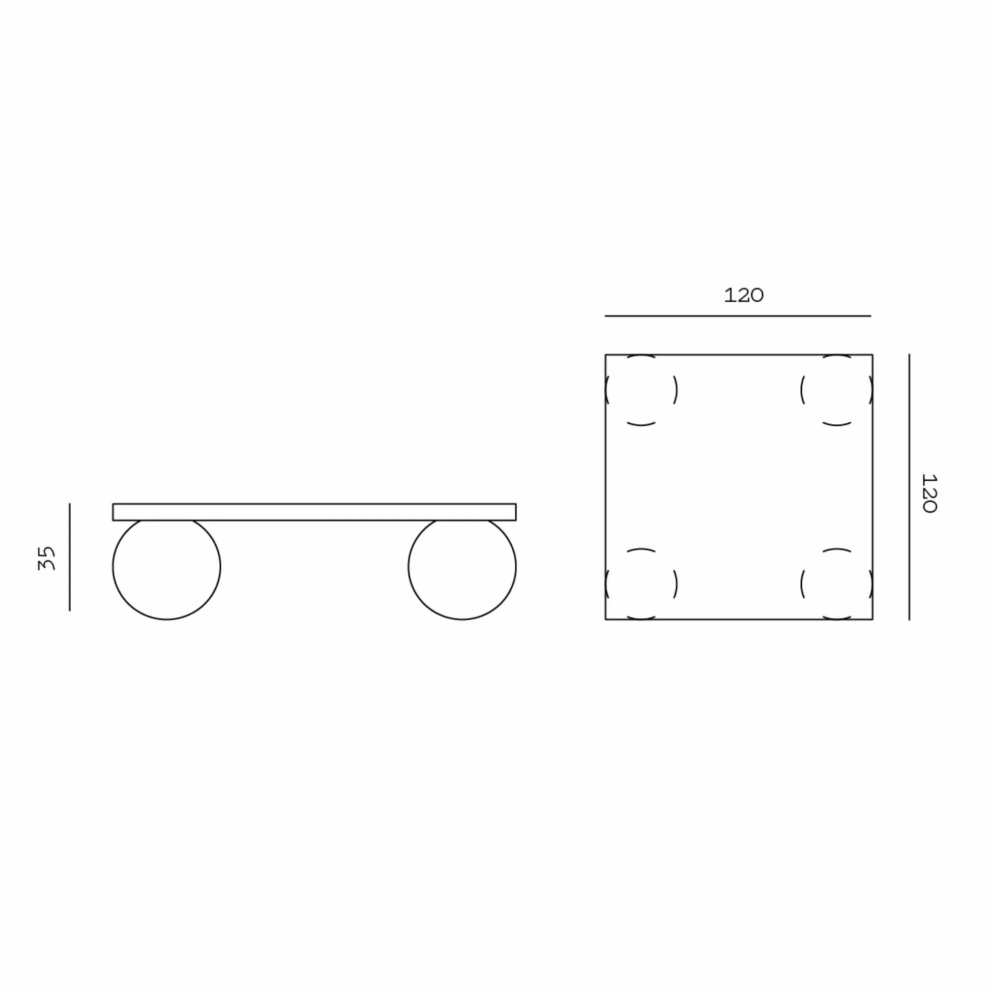 Sphere Square Sofa Table - Dark Emperador - Image 5