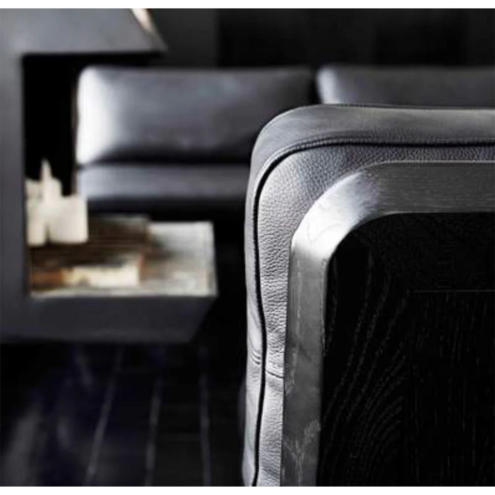 Spine Lounge Chair Petit - Leather Premium 88 Black, Black Lacquered Ash - Image 4