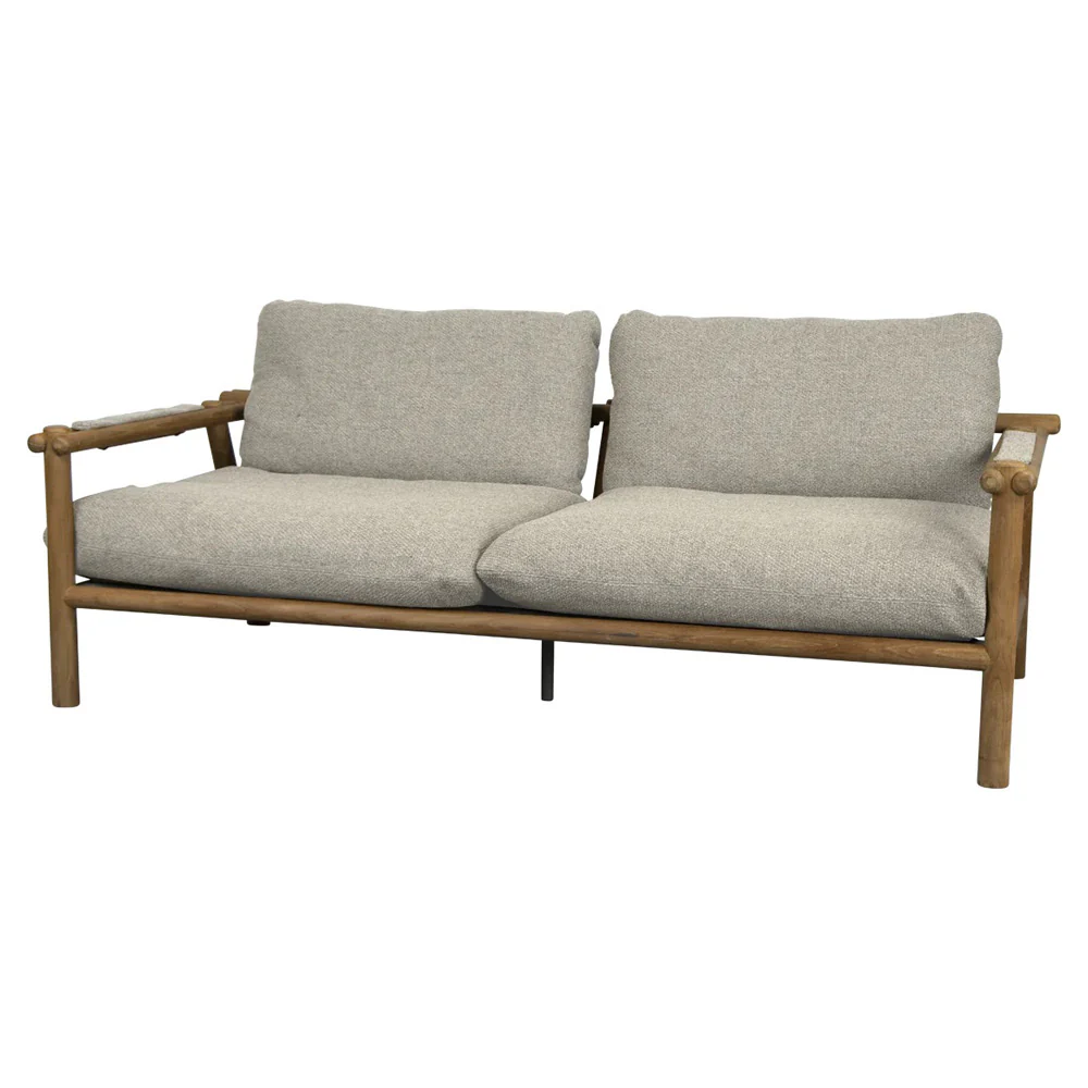 Sticks 2 Seater Sofa - Light Brown Cushions, Teak Frame