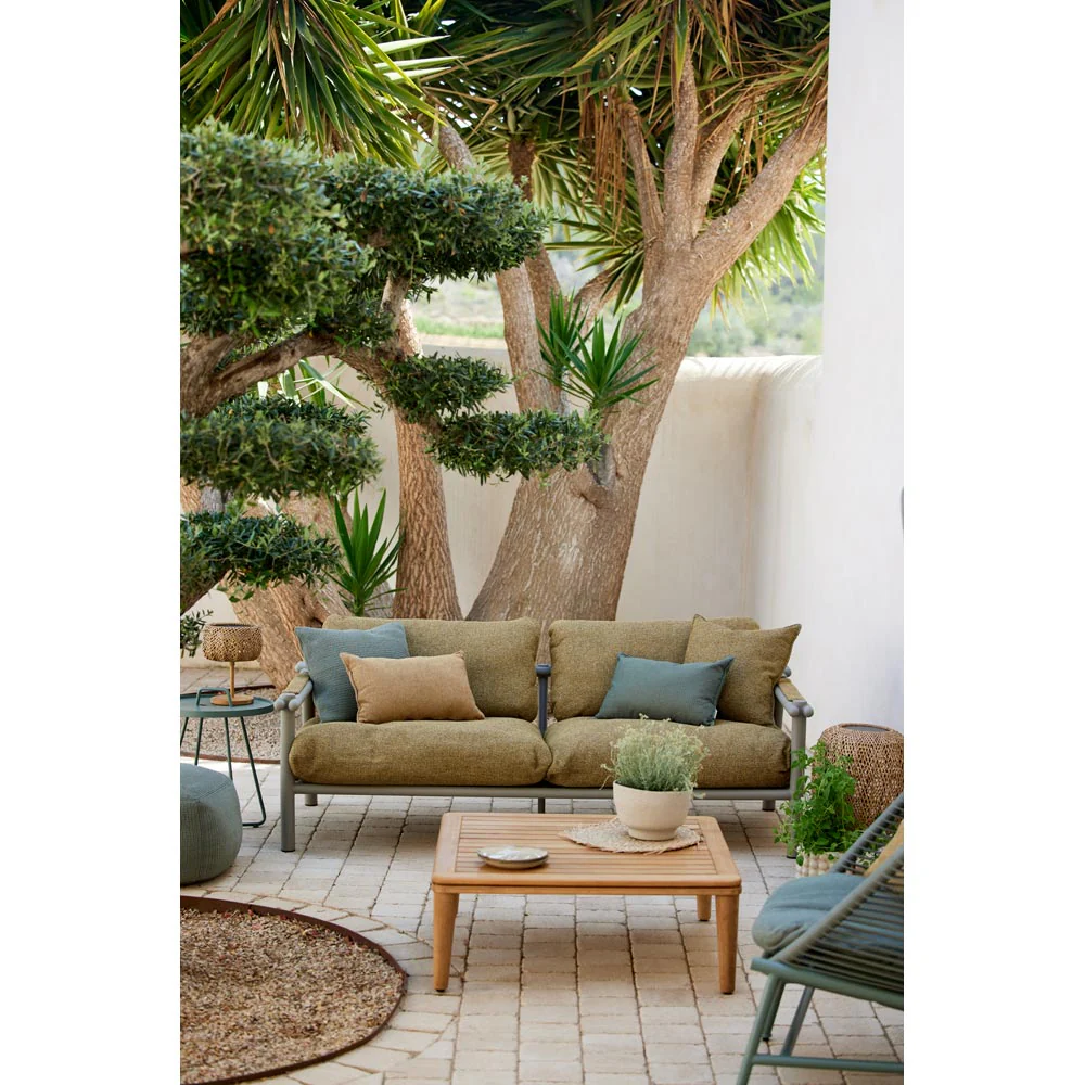Sticks 2 Seater Sofa - Sand Cushions, Taupe Aluminum Frame - Image 2