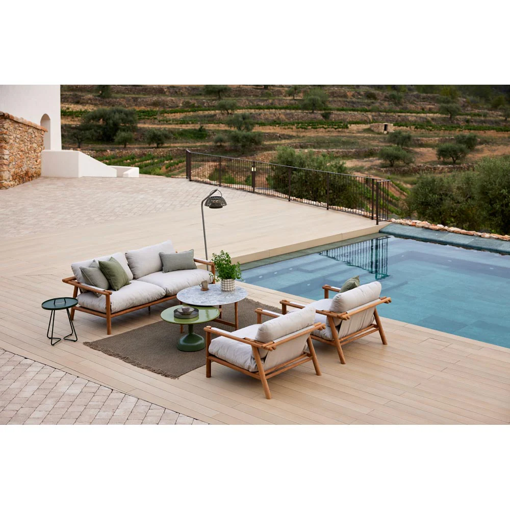 Sticks 2 Seater Sofa - Sand Cushions, Taupe Aluminum Frame - Image 4