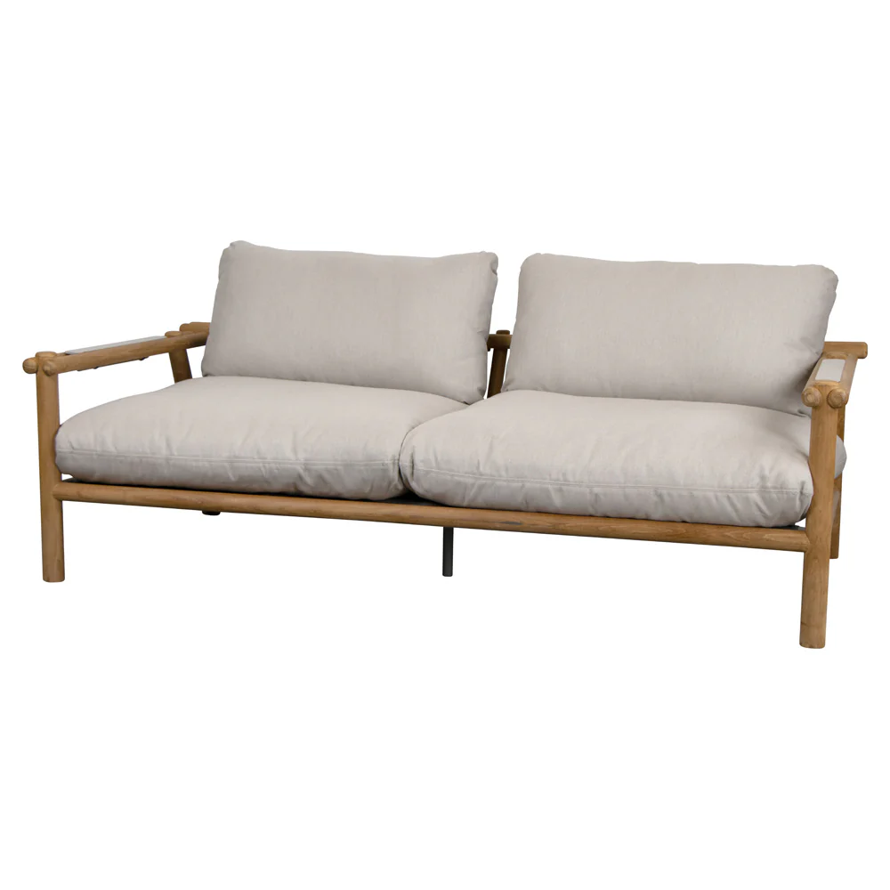 Sticks 2 Seater Sofa - Sand Cushions, Teak Frame