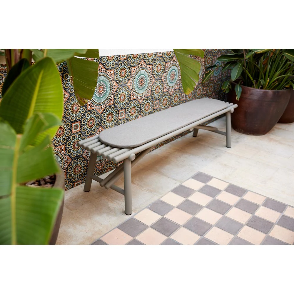 Sticks Bench - Lava Gray Aluminum, Light Brown Cushion - Image 3