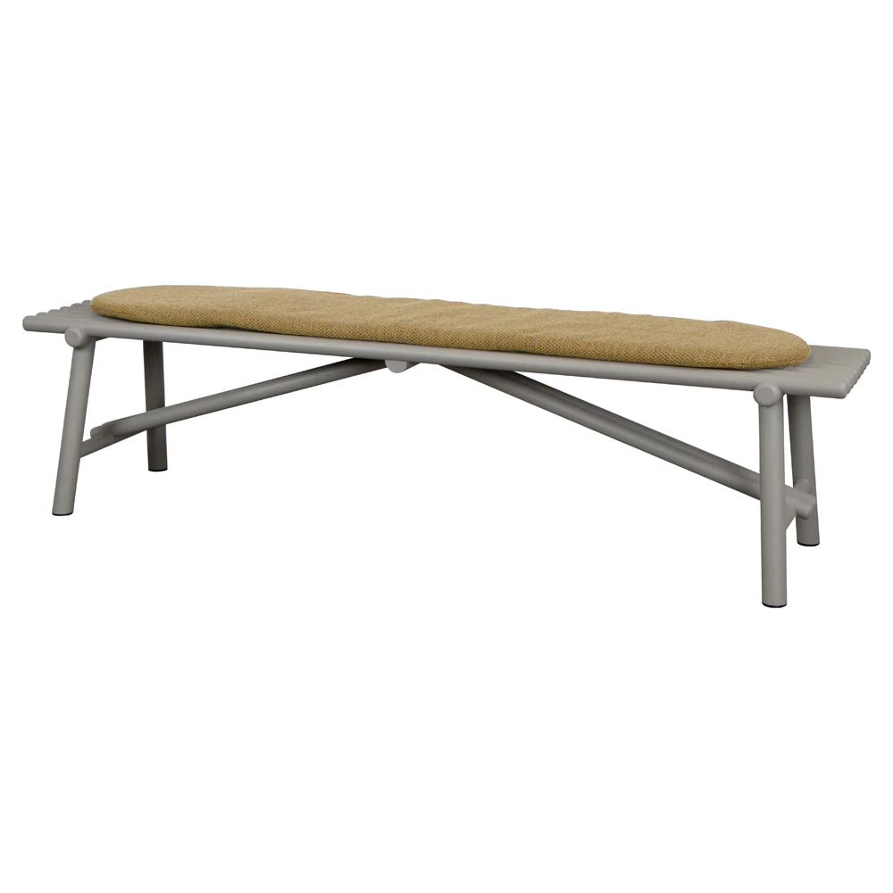 Sticks Bench - Taupe Aluminum, Turmeric Yellow Cushion