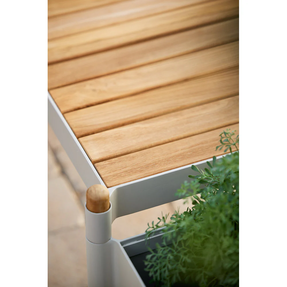 Sticks Bench With 2 Planters -Teak, Lava Gray Aluminum - Image 2