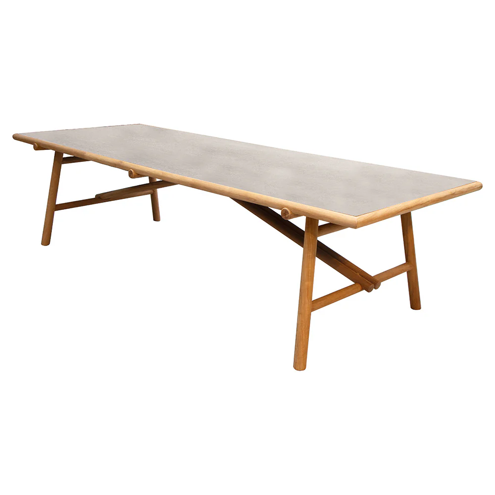 Sticks Dining Table - Basalt Ceramic Top, Teak Base