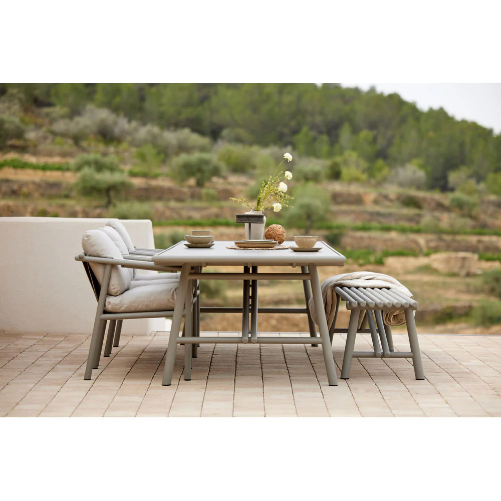 Sticks Dining Table - Basalt Ceramic Top, Teak Base - Image 3