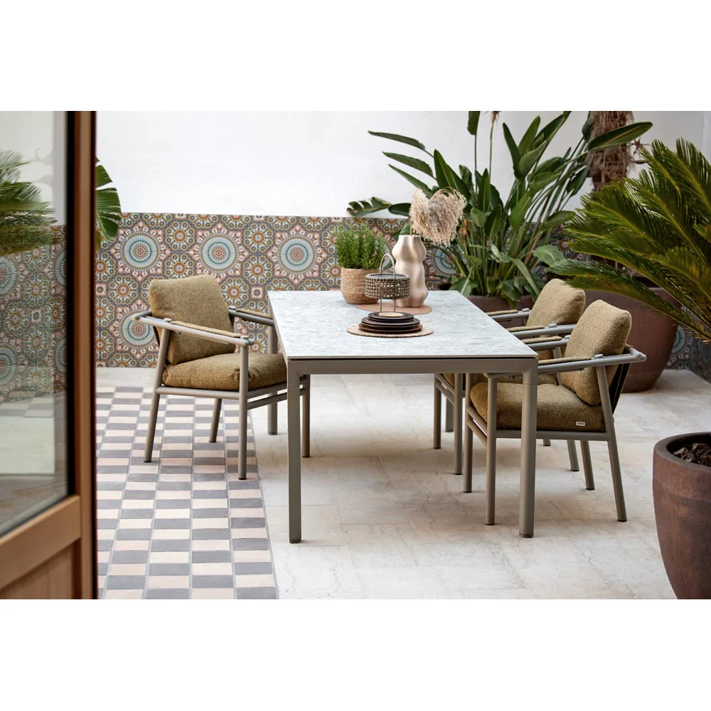 Sticks Dining Table - Basalt Ceramic Top, Teak Base - Image 6