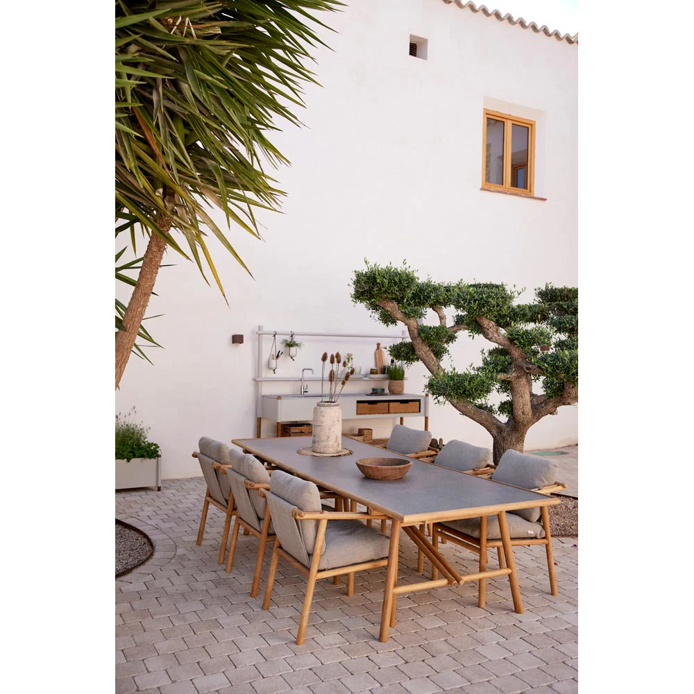 Sticks Dining Table - Concrete Gray Ceramic Top, Taupe Aluminum Base - Image 4