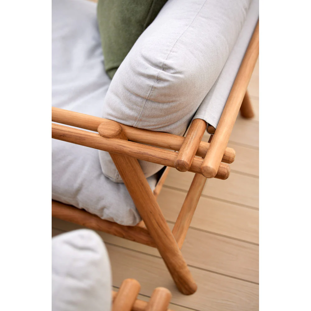 Sticks Lounge Chair - Light Brown Cushions, Teak Frame - Image 2