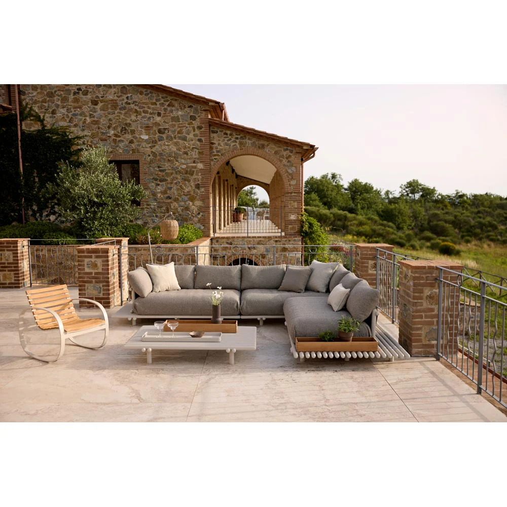 Sticks Platform Large Corner Sofa - Desert Sand Cushions, Aluminum Platform - Image 2