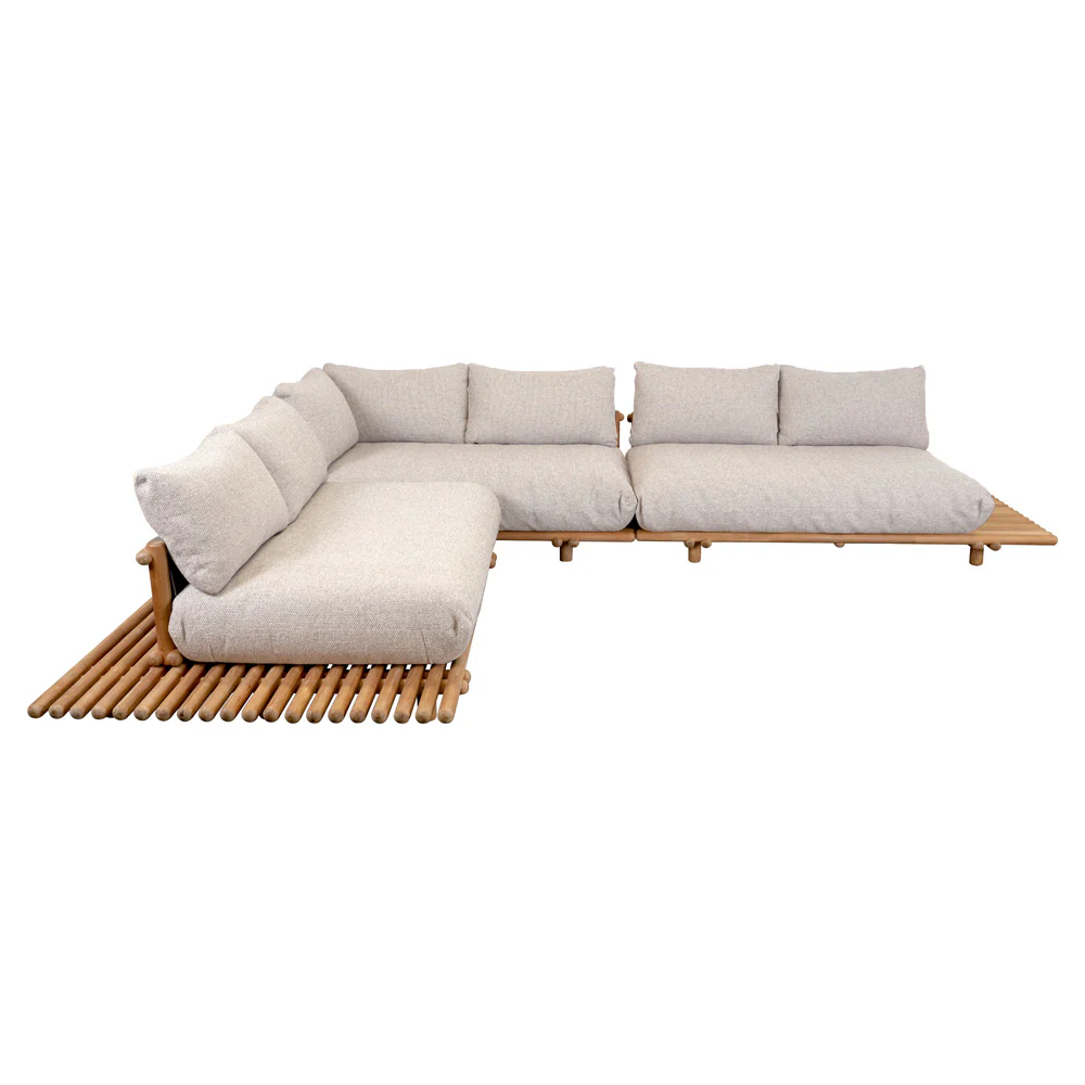 Sticks Platform Large Corner Sofa - Desert Sand Cushions, Teak Platform