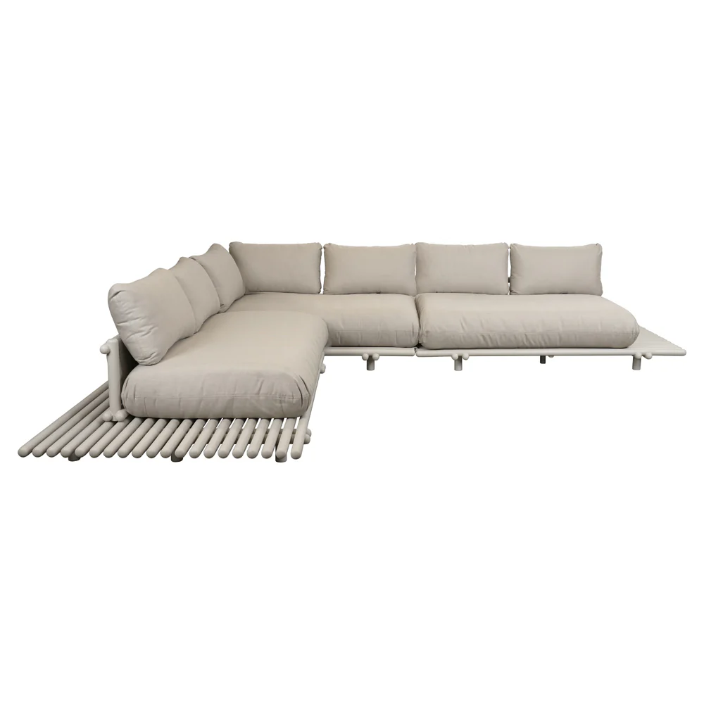 Sticks Platform Large Corner Sofa - Sand Cushions, Aluminum Platform