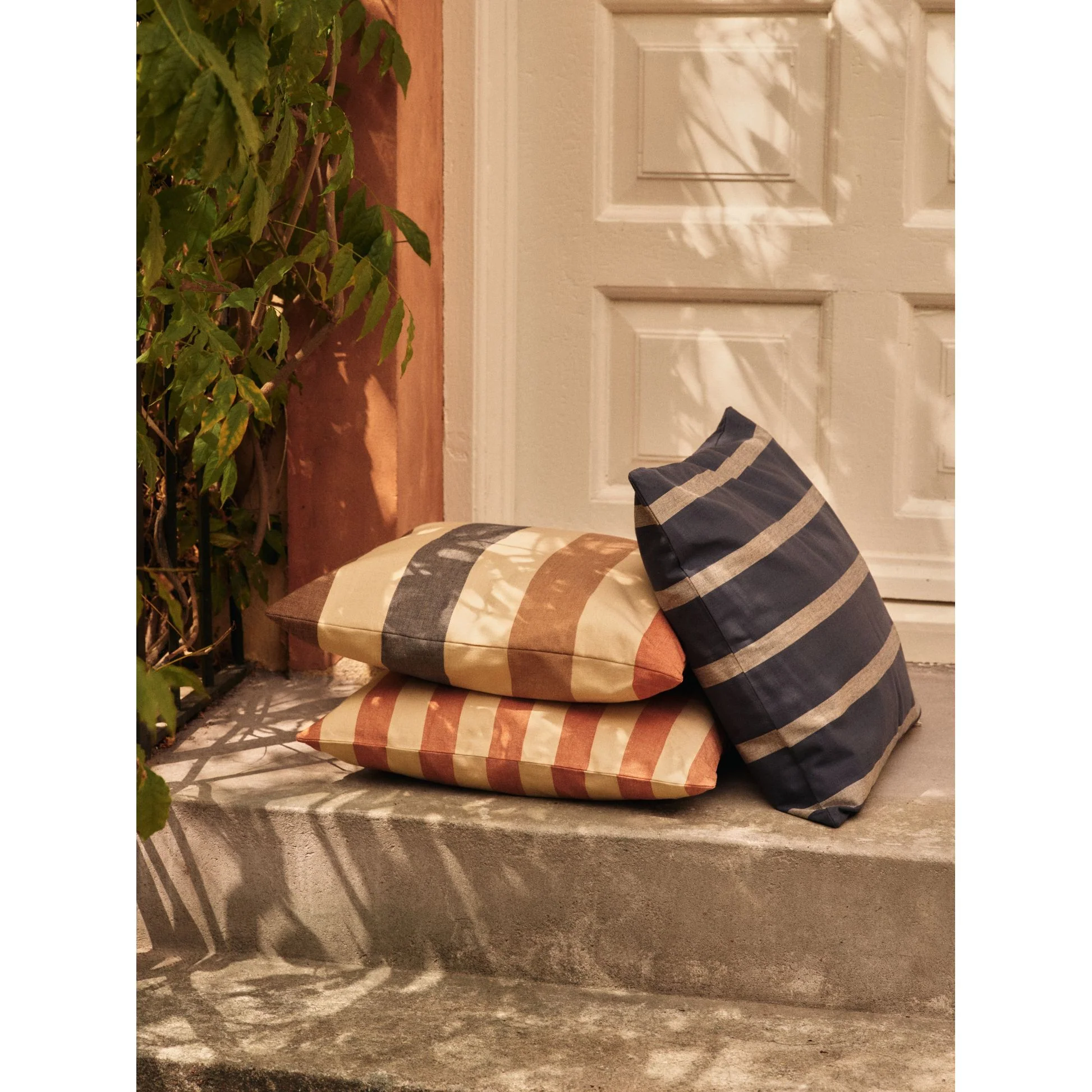 Strand Outdoor Cushion - Indigo Blue, Parchment - Image 2