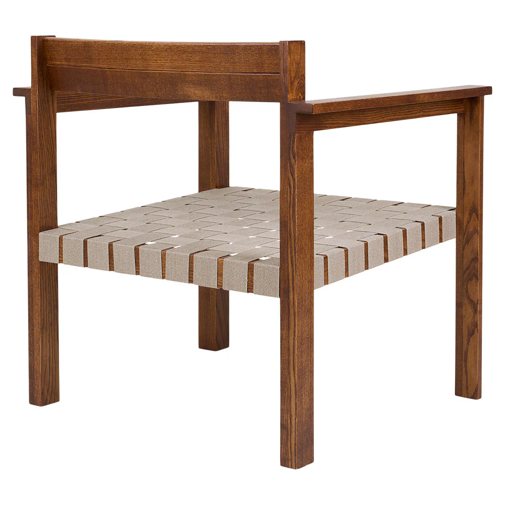 Symmetry Easy Chair - Honey Ash Wood, Oat Fabric - Image 4