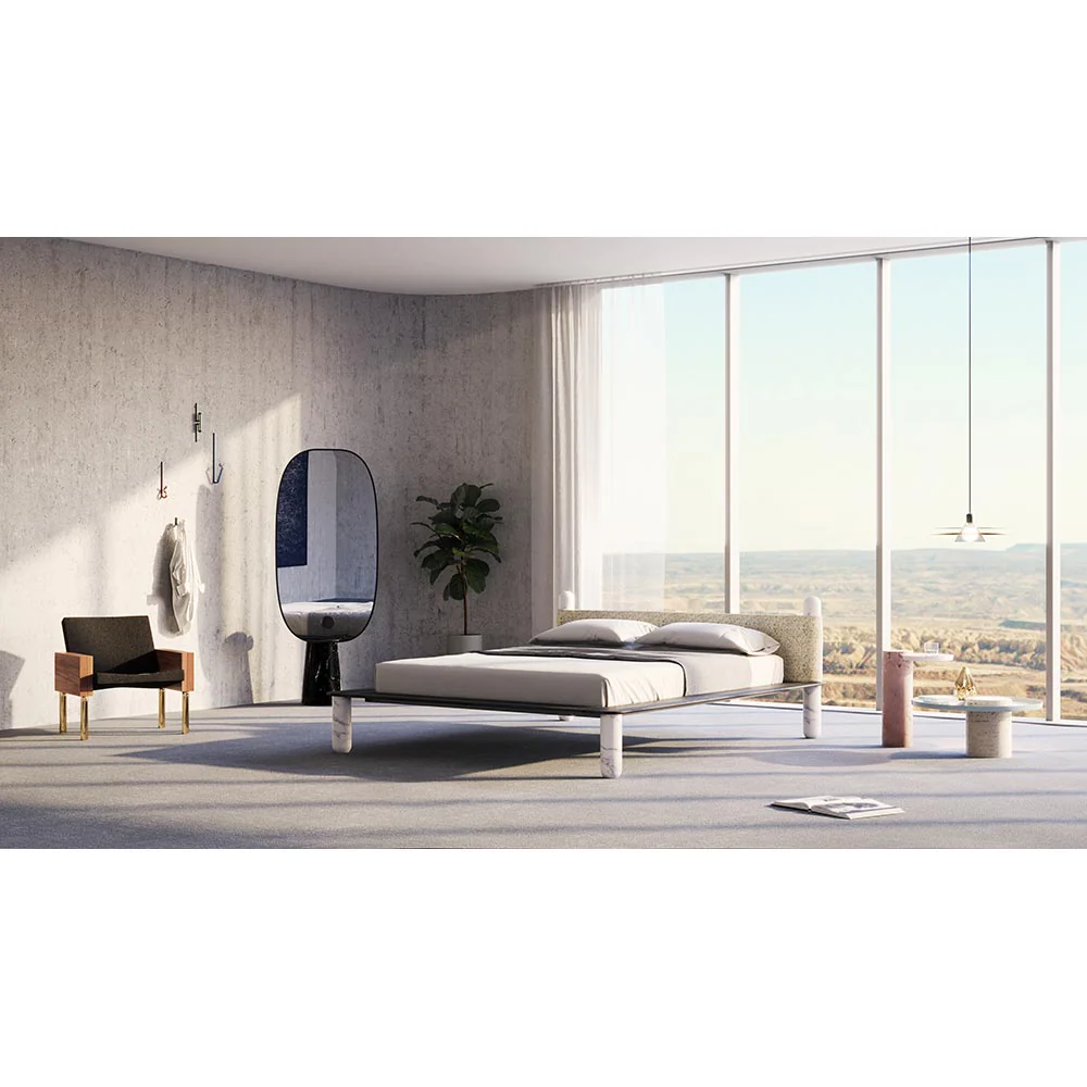 Terrene Floor Mirror - White Marble Base - Image 3