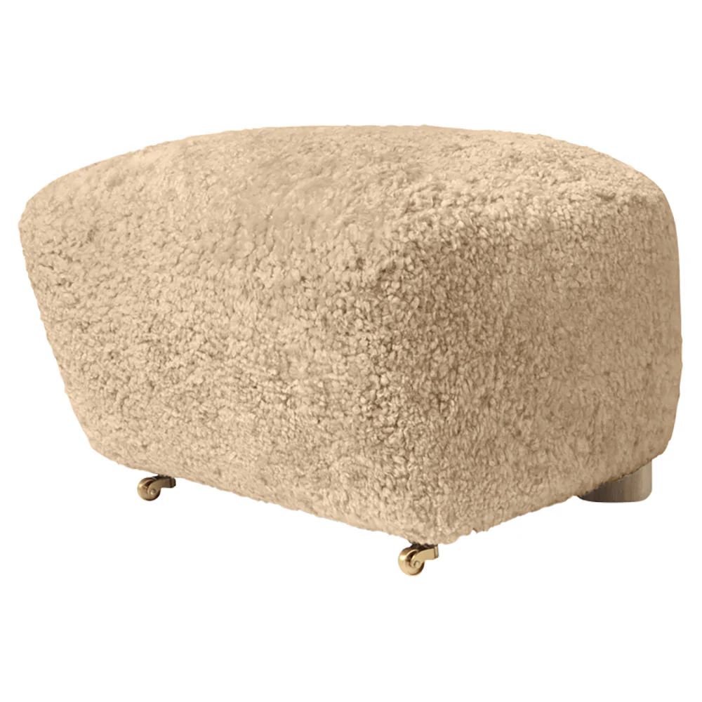 The Tired Man Footstool - Honey Sheepskin, Natural Oak