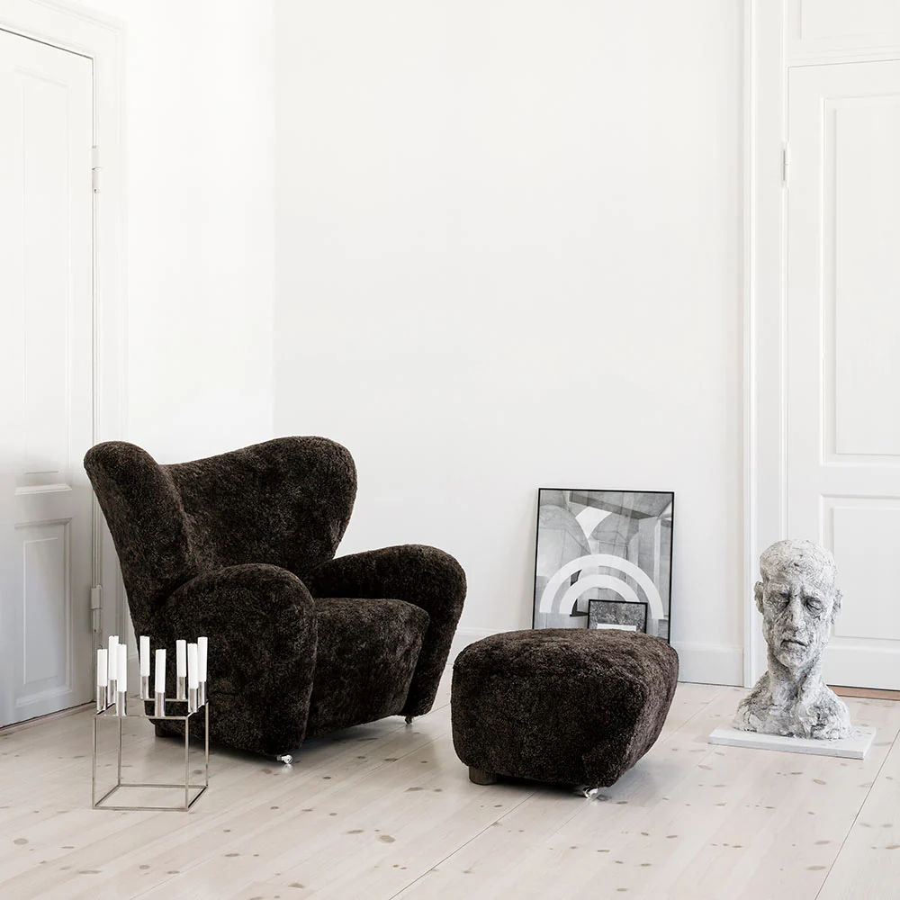 The Tired Man Footstool - Honey Sheepskin, Natural Oak - Image 5