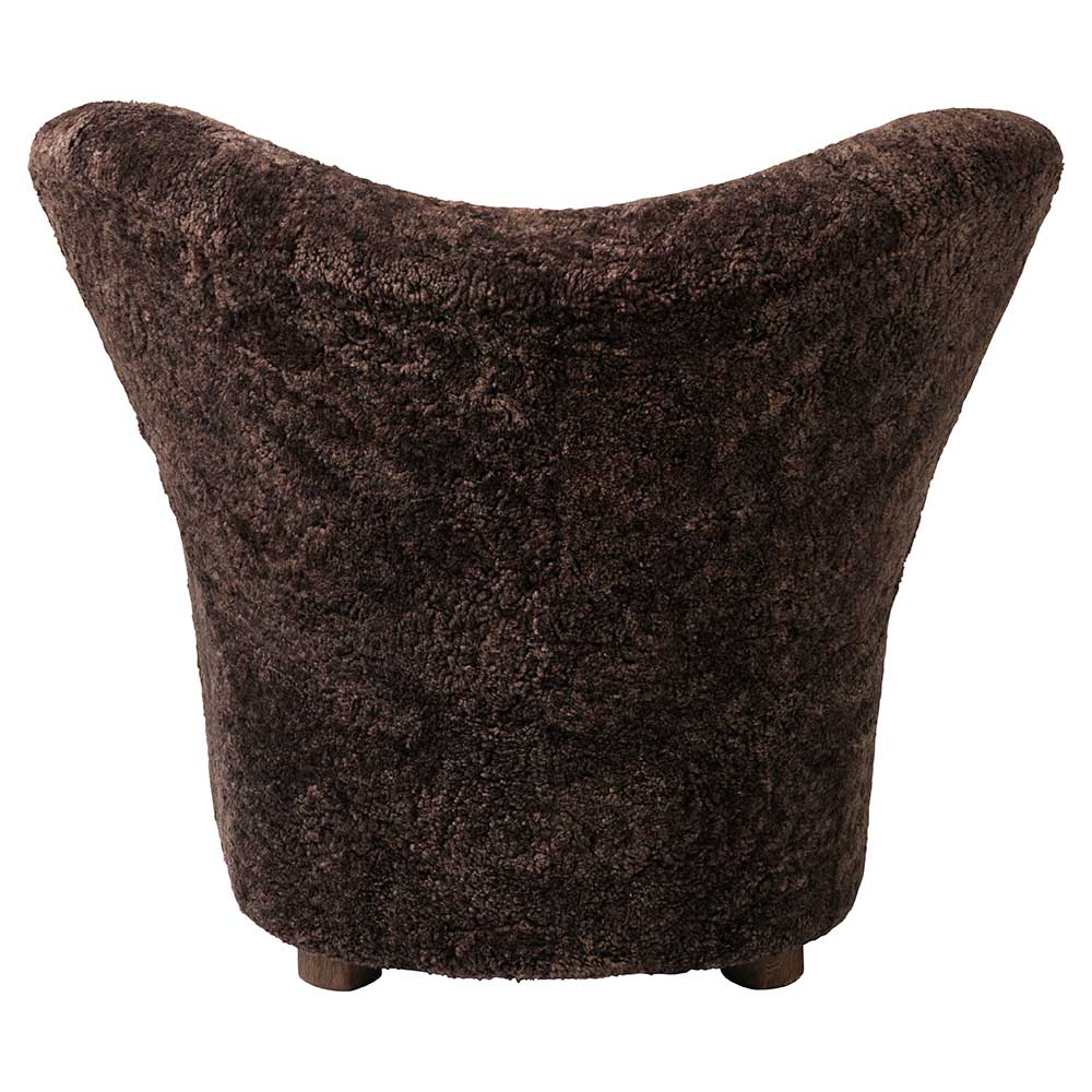 The Tired Man Lounge Chair - Espresso Sheepskin, Dark Stained Oak - Image 3