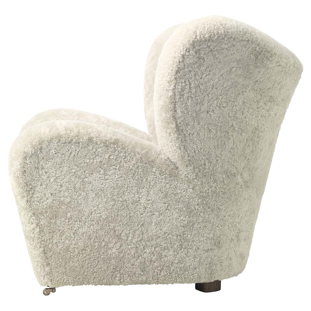 The Tired Man Lounge Chair - Green Tea Sheepskin, Dark Stained Oak - Image 3