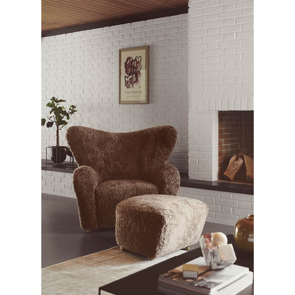 The Tired Man Lounge Chair - Off White Sheepskin, Natural Oak - Image 10