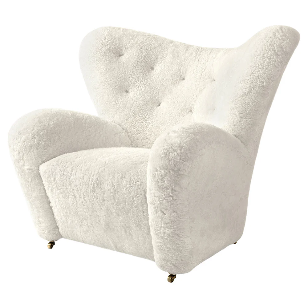 The Tired Man Lounge Chair - Off White Sheepskin, Natural Oak - Image 2