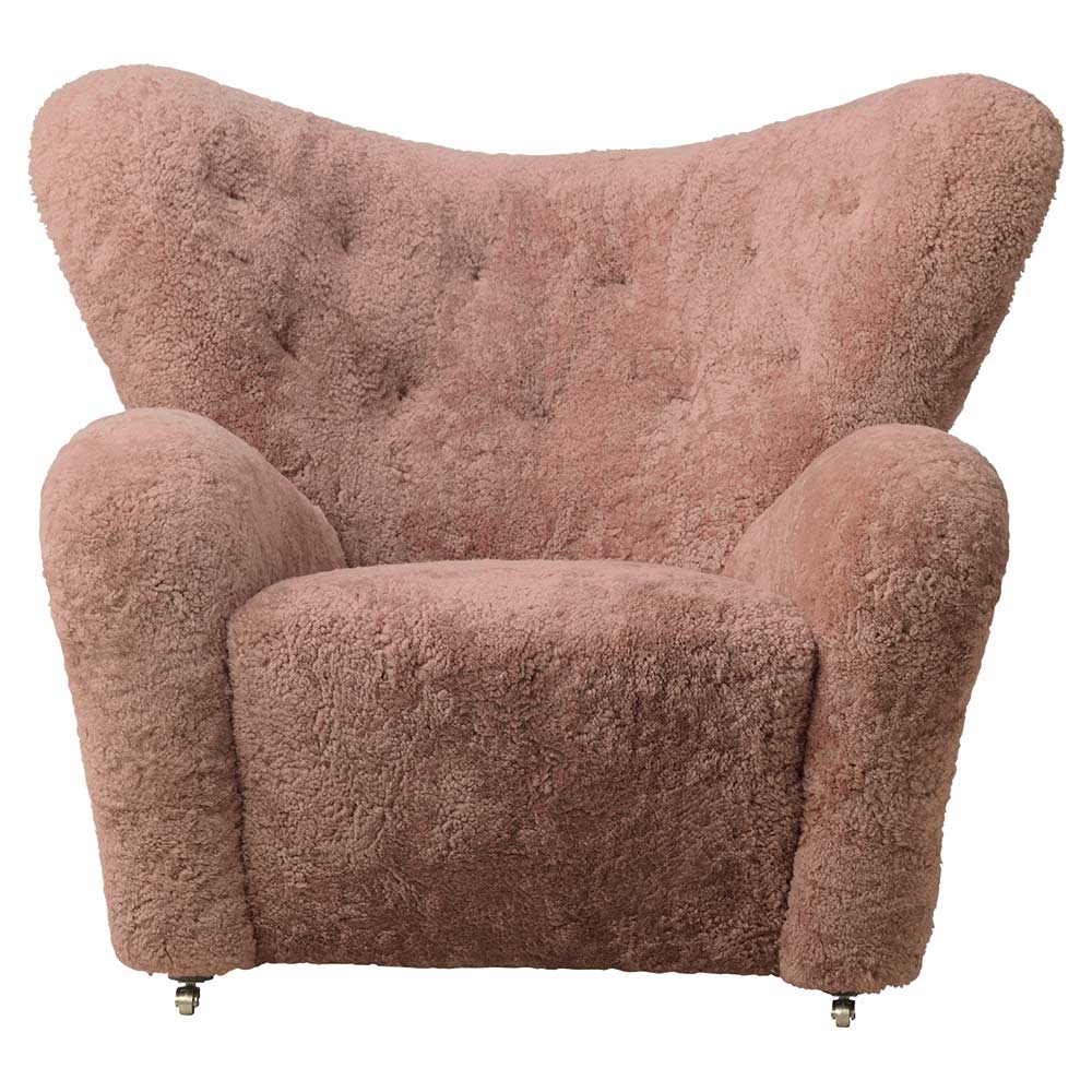 The Tired Man Lounge Chair - Sahara Sheepskin, Dark Stained Oak