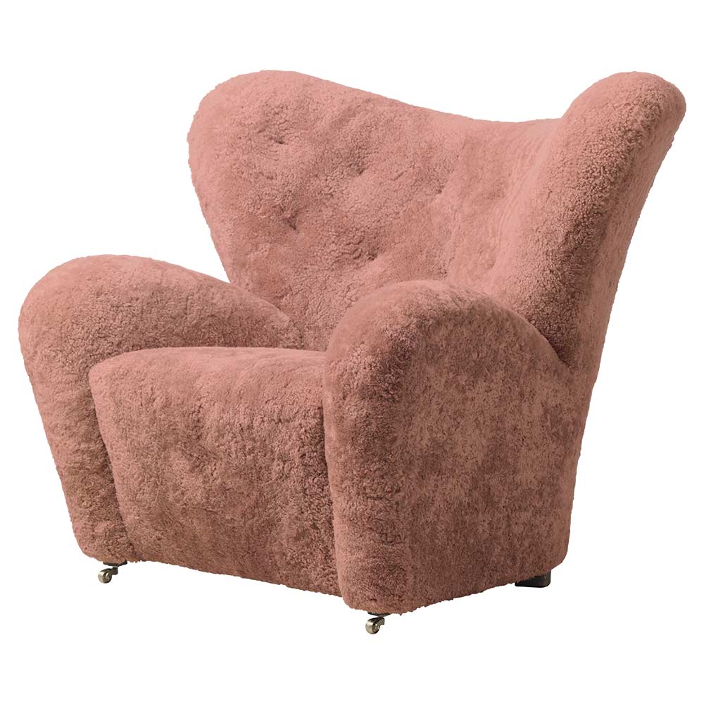 The Tired Man Lounge Chair - Sahara Sheepskin, Dark Stained Oak - Image 2