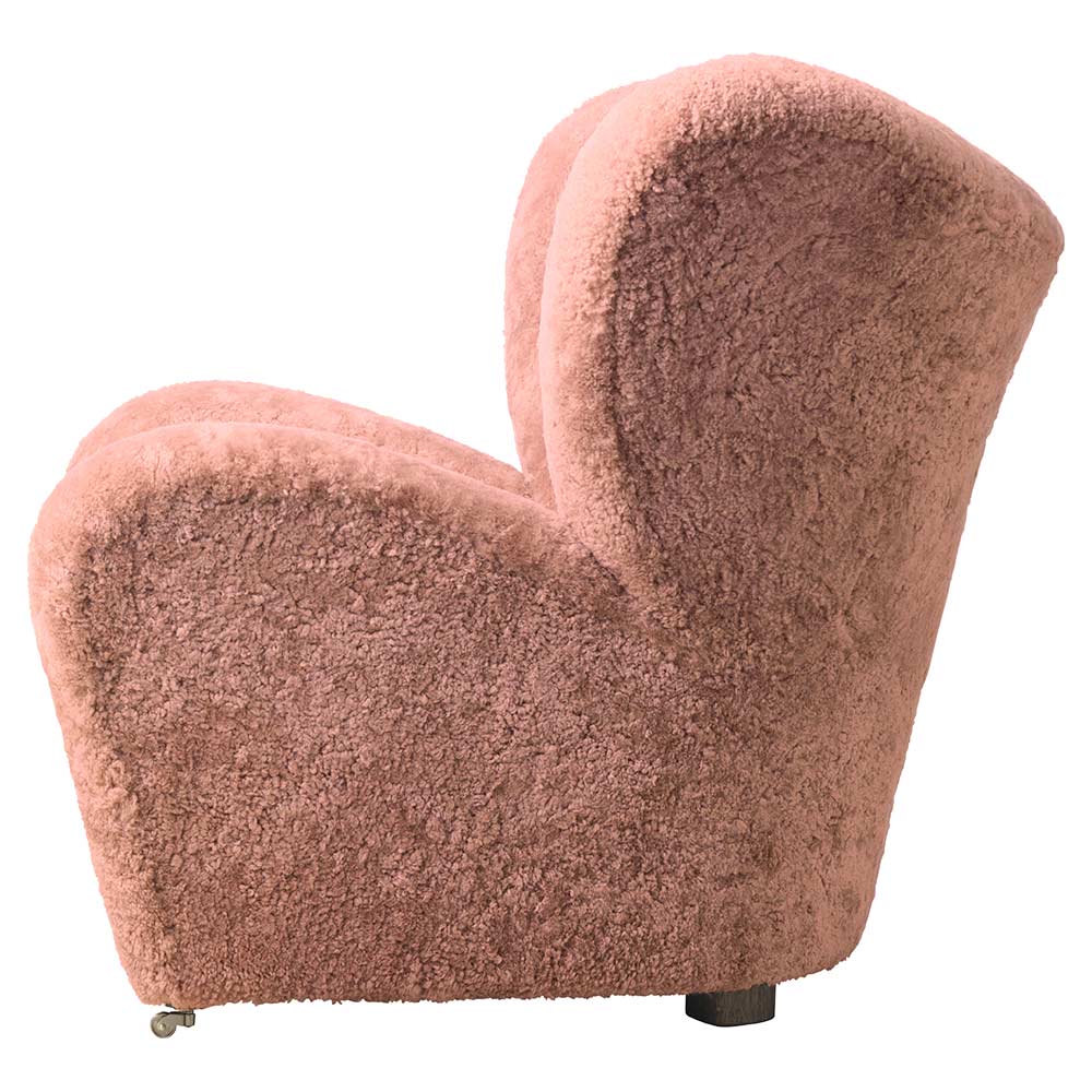 The Tired Man Lounge Chair - Sahara Sheepskin, Dark Stained Oak - Image 3