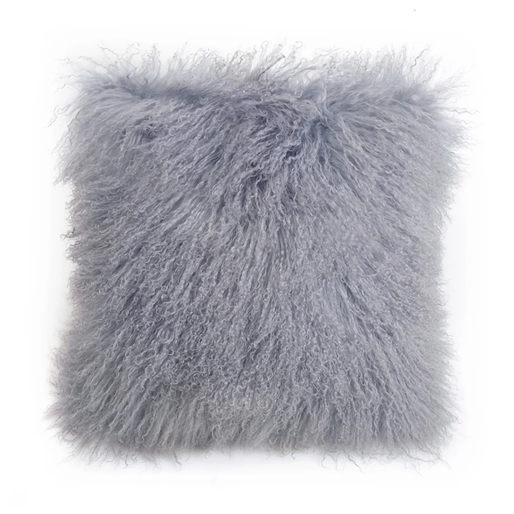 Tibetan Lamb Square Pillow - Dove